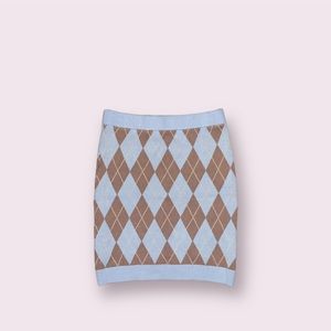 baby blue and brown plaid skirt, never worn